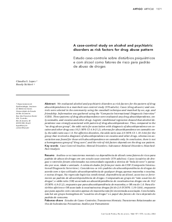 (PDF) A case-control study on alcohol and psychiatric disorders as risk ...