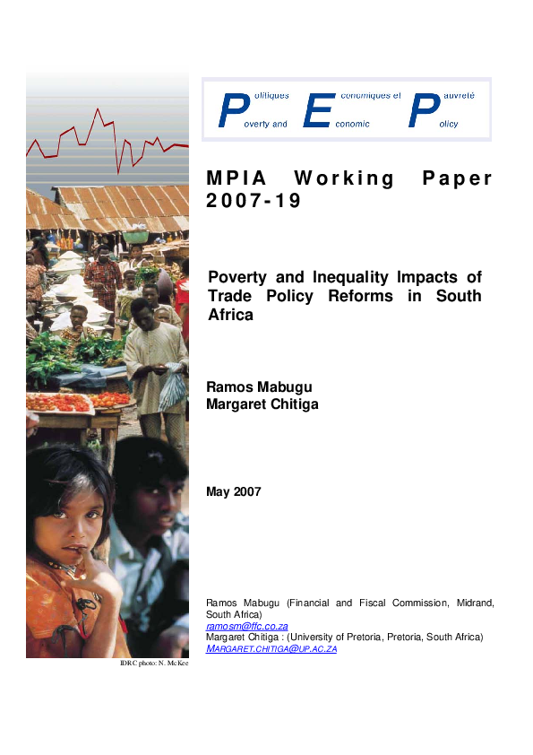 (PDF) Poverty and Inequality Impacts of Trade Policy Reforms in South ...