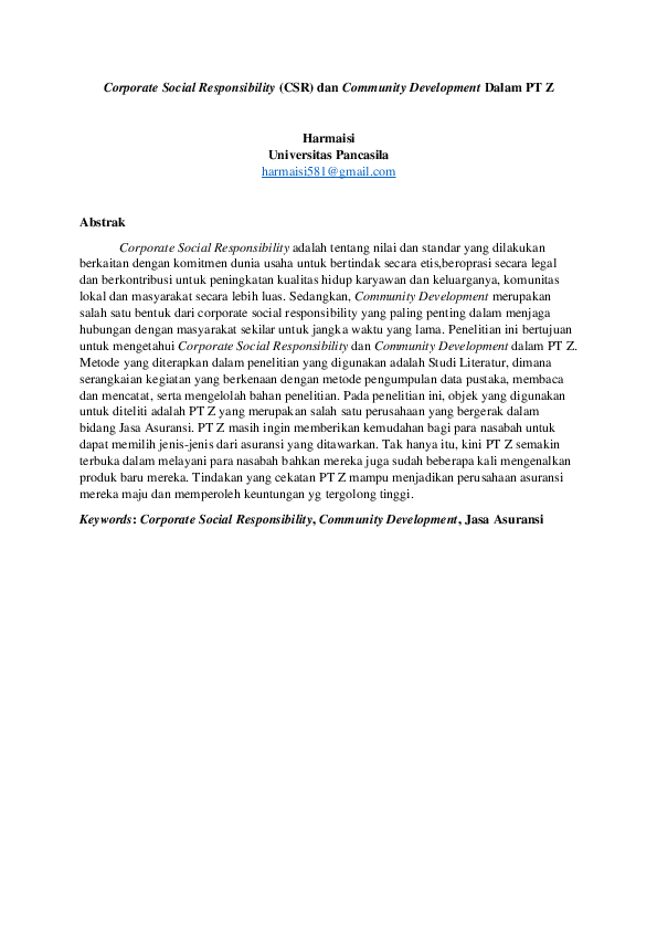 (PDF) Corporate Social Responsibility (CSR) dan Community Development ...