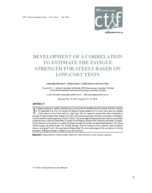 (PDF) Development of a Correlation to Estimate the Fatigue Strength for ...
