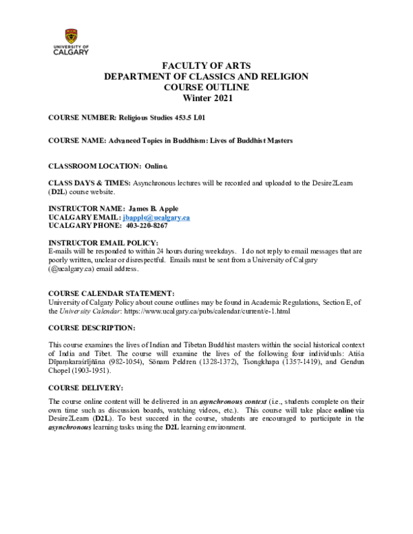 PDF) Apple 2021, Lives of Buddhist Masters Seminar Outline | James Apple -  Academia.edu