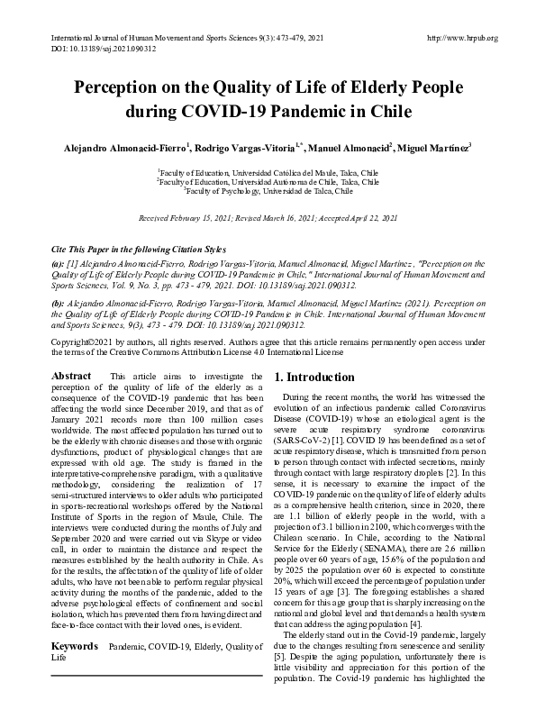 (PDF) Perception on the Quality of Life of Elderly People during COVID ...