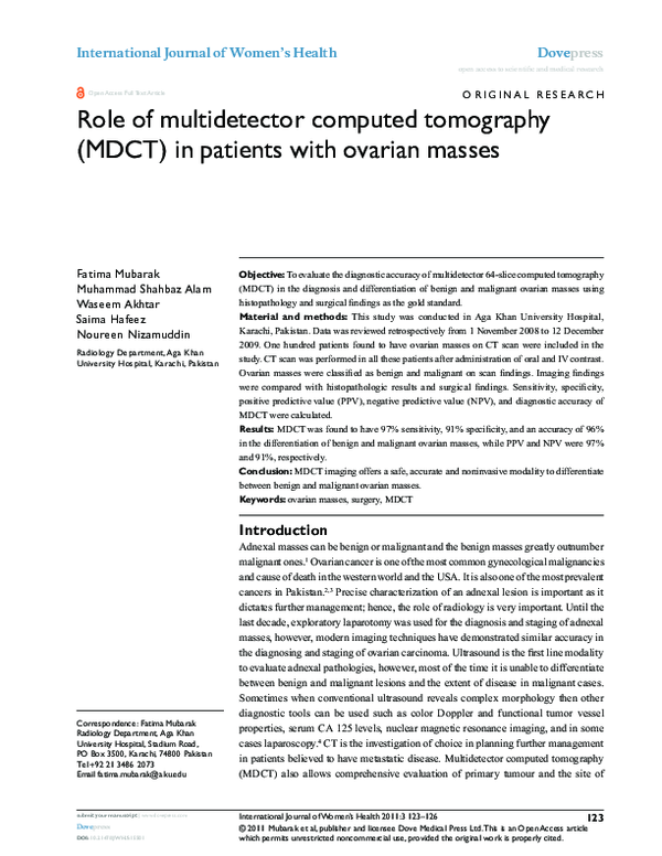 (PDF) Role of multidetector computed tomography (MDCT) in patients with ...