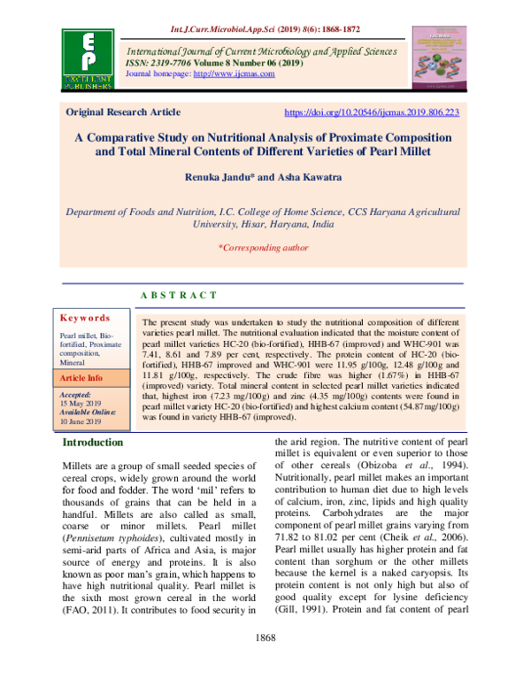 (PDF) A Comparative Study on Nutritional Analysis of Proximate ...