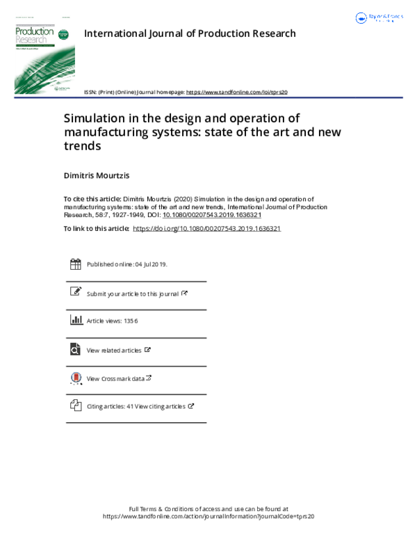 (PDF) Simulation in the design and operation of manufacturing systems ...