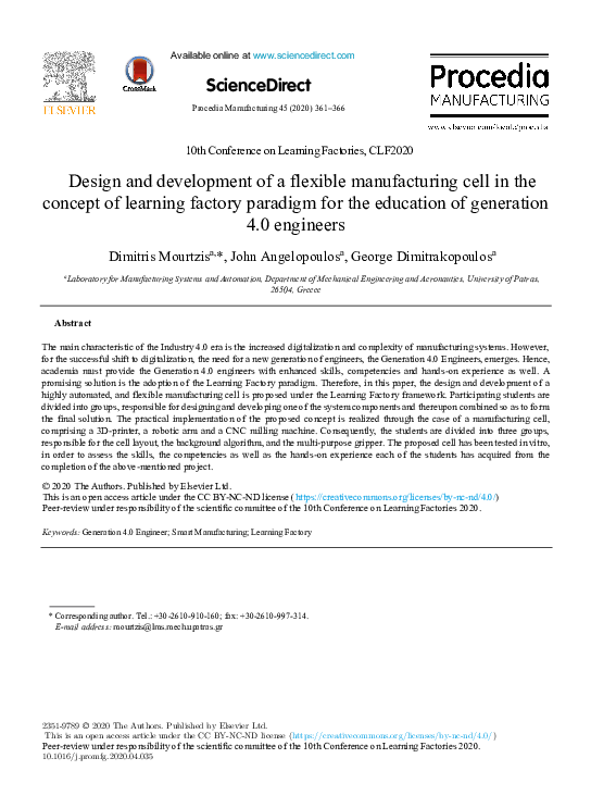 (PDF) Design and development of a flexible manufacturing cell in the ...