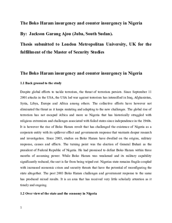 (DOC) The Boko Haram insurgency and counter insurgency in Nigeria By ...