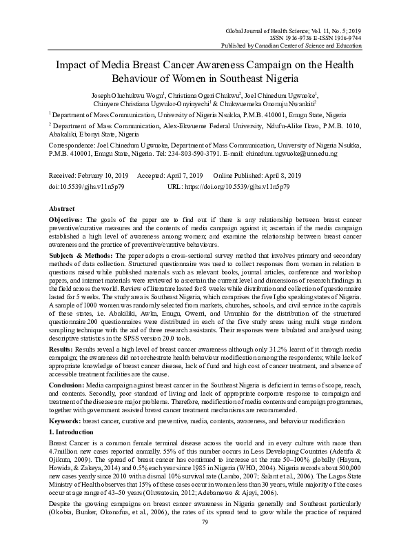 (PDF) Impact of Media Breast Cancer Awareness Campaign on the Health ...