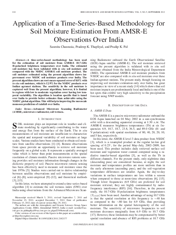 (PDF) Application of a Time-Series-Based Methodology for Soil Moisture ...