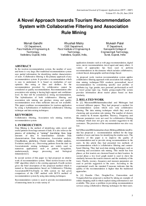 (PDF) A Novel Approach towards Tourism Recommendation System with ...