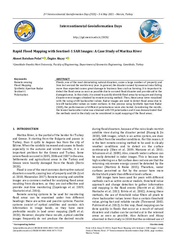 (PDF) Rapid Flood Mapping with Sentinel-1 SAR Images: A Case Study of ...