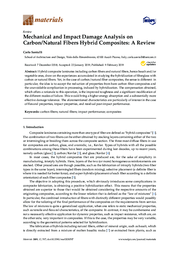 (PDF) Mechanical and Impact Damage Analysis on Carbon/Natural Fibers ...