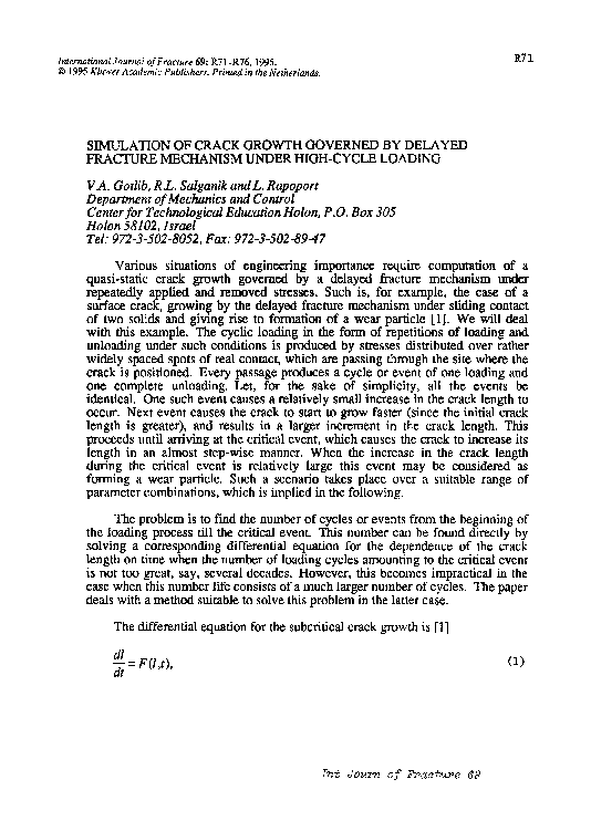 (PDF) Simulation of crack growth governed by delayed fracture mechanism ...
