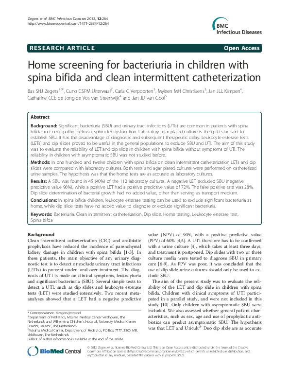 (PDF) Home screening for bacteriuria in children with spina bifida and ...