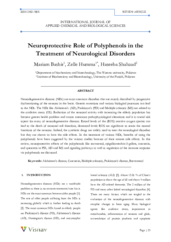 (PDF) Neuroprotective Role of Polyphenols in the Treatment of ...