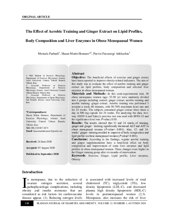 (PDF) The Effect of Aerobic Training and Ginger Extract on Lipid ...