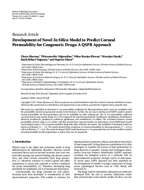 (PDF) Development of Novel In Silico Model to Predict Corneal ...