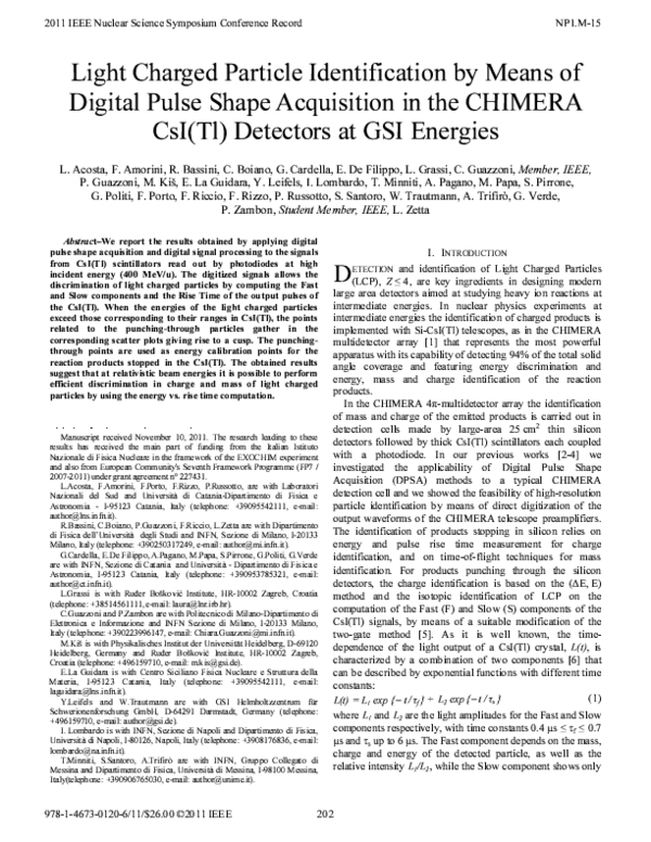 (PDF) Light charged particle identification by means of digital pulse ...