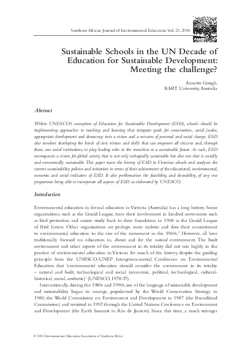 (PDF) Sustainable Schools in the UN Decade of Education for Sustainable ...