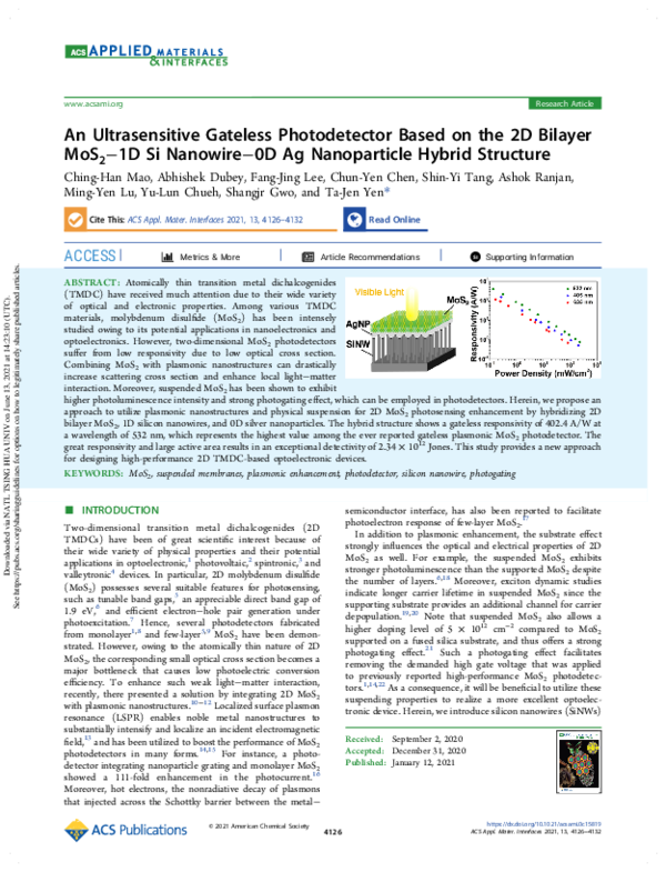 (PDF) An Ultrasensitive Gateless Photodetector Based on the 2D Bilayer ...