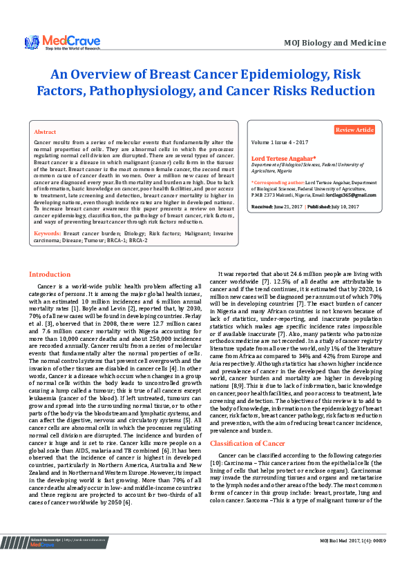 (PDF) An Overview of Breast Cancer Epidemiology, Risk Factors