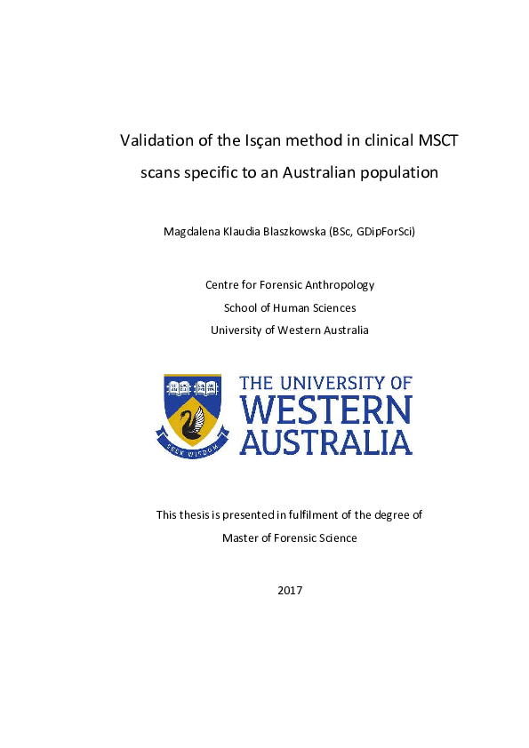 (PDF) Validation of the İşcan method in clinical MSCT scans specific to ...
