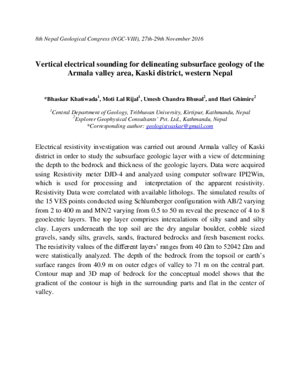 (PDF) Investigation of groundwater potential using vertical electrical ...