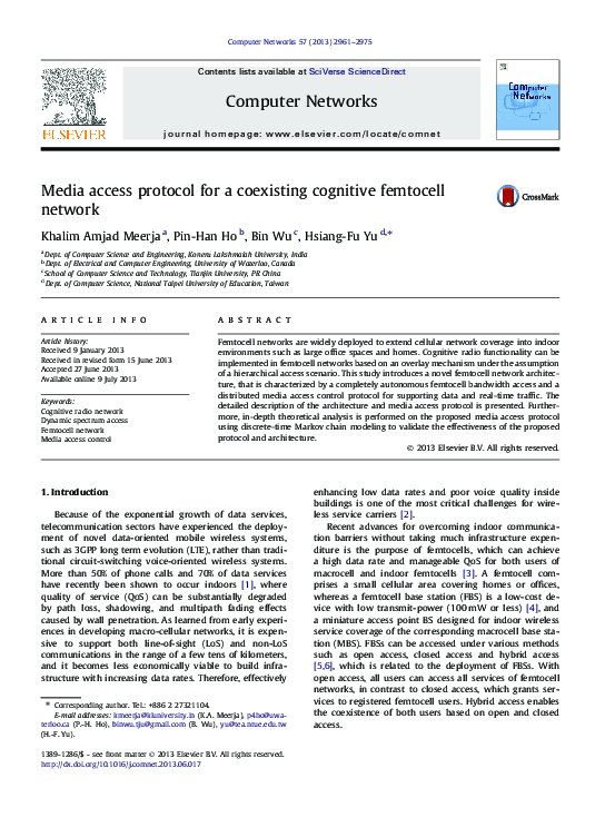 (PDF) Media access protocol for a coexisting cognitive femtocell network