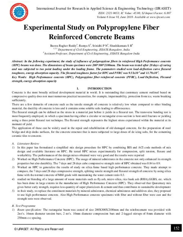(PDF) Experimental Study on Polypropylene Fiber Reinforced Concrete Beams