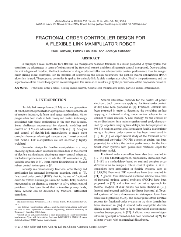 (PDF) Fractional Order Controller Design for A Flexible Link ...