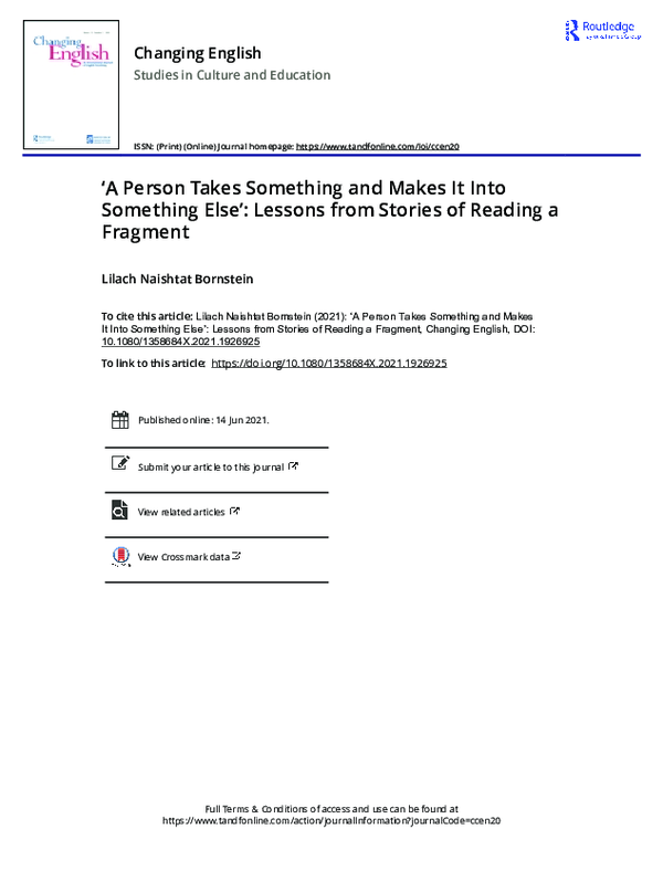 (PDF) 'A Person Takes Something and Makes It Into Something Else ...