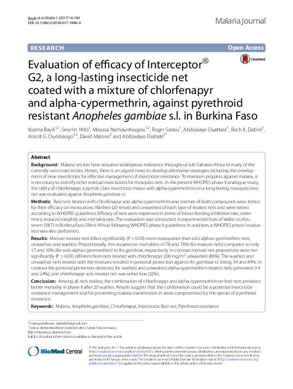 (PDF) Evaluation of efficacy of Interceptor® G2, a long-lasting ...