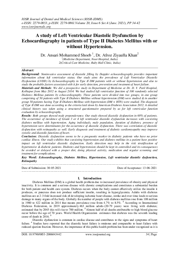 (PDF) Diastolic Dysfunction in Type II Diabetes Patients