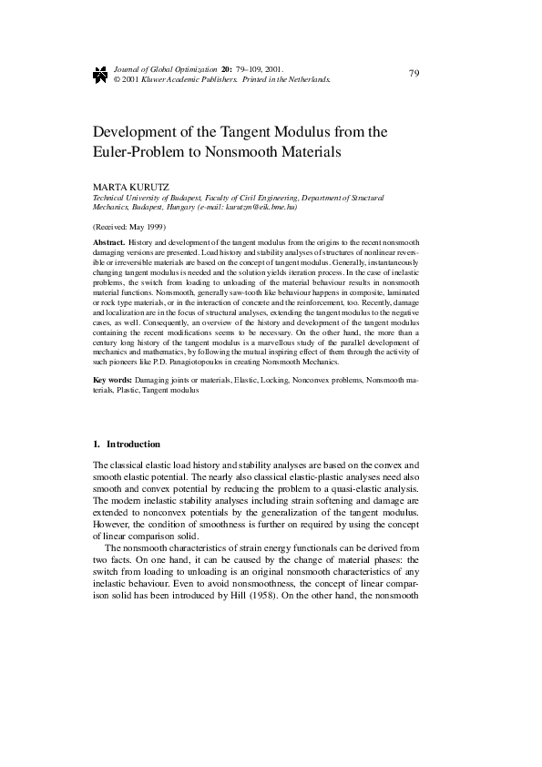 (PDF) Development of the Tangent Modulus from the Euler-Problem to ...