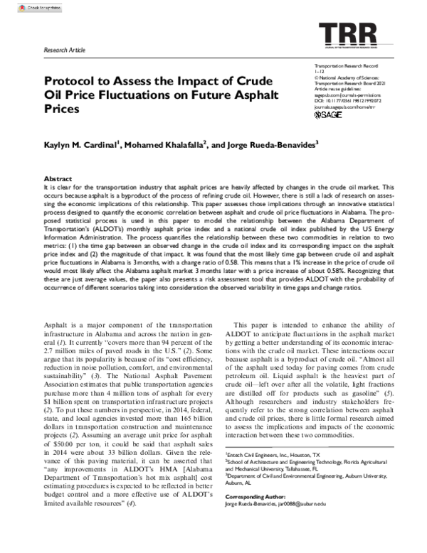 (PDF) Protocol to Assess the Impact of Crude Oil Price Fluctuations on ...