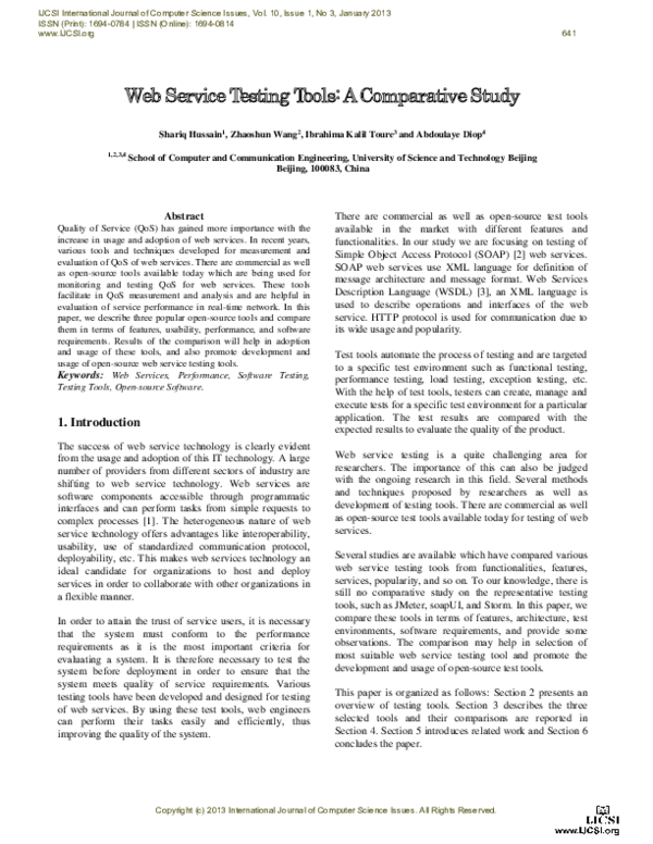 (PDF) Web Service Testing Tools: A Comparative Study