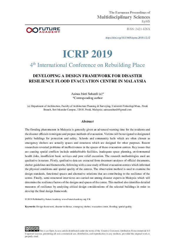 (PDF) Developing A Design Framework For Disaster Resilience Flood ...