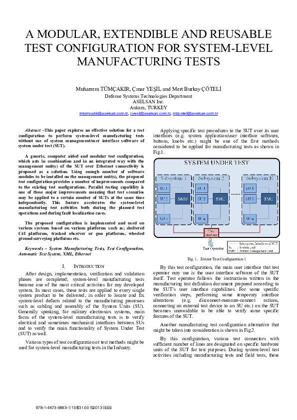 (PDF) A modular, extendible and reusable test configuration for system ...