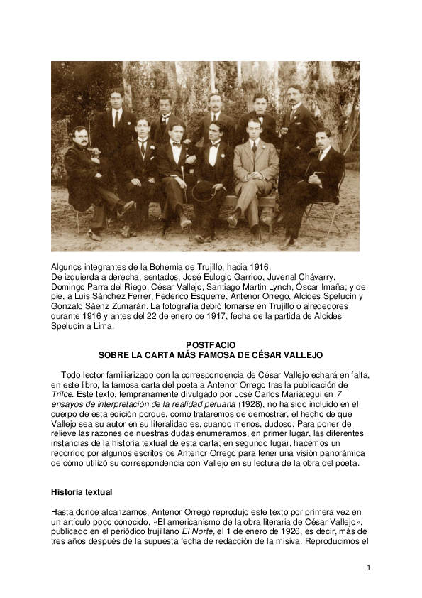 (PDF) ¿Y si la carta más famosa de Vallejo no fuese exactamente suya