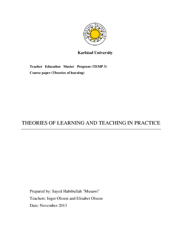 (PDF) THEORIES OF LEARNING AND TEACHING IN PRACTICE