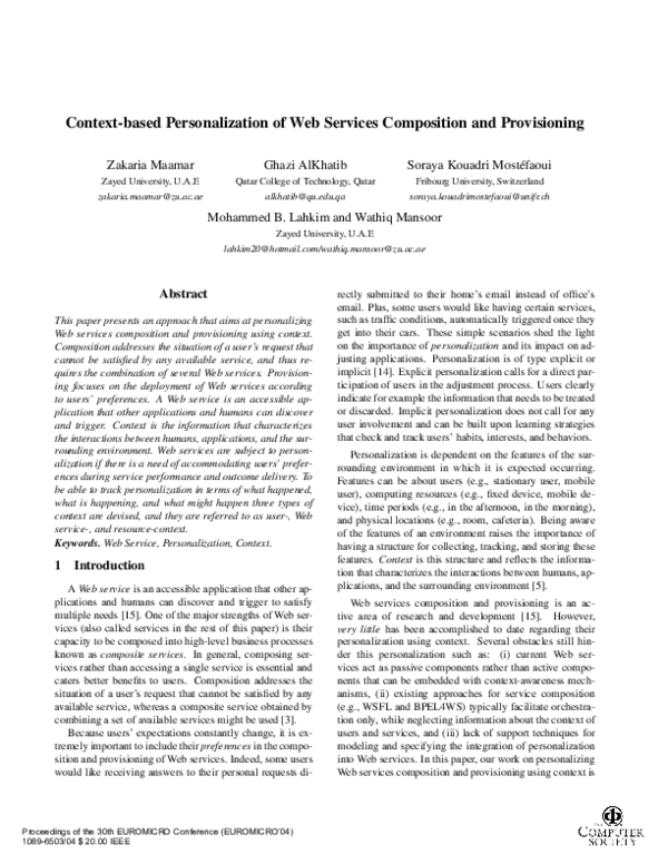 (PDF) Context-Based Personalization of Web Services Composition and ...