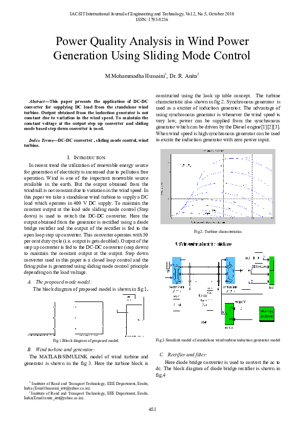 (PDF) Power Quality Analysis in Wind Power Generation Using Sliding ...