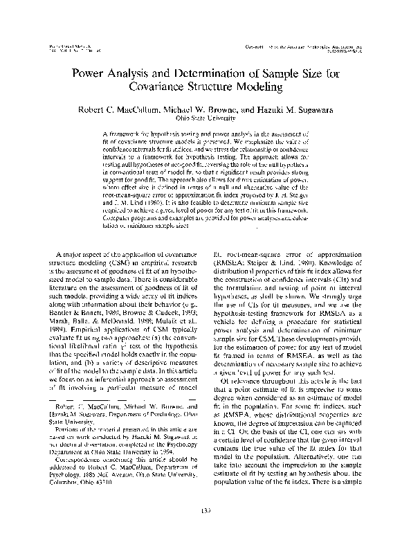 (PDF) Power analysis and determination of sample size for covariance ...