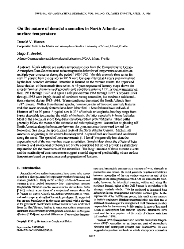(PDF) On the nature of decadal anomalies in North Atlantic sea surface ...