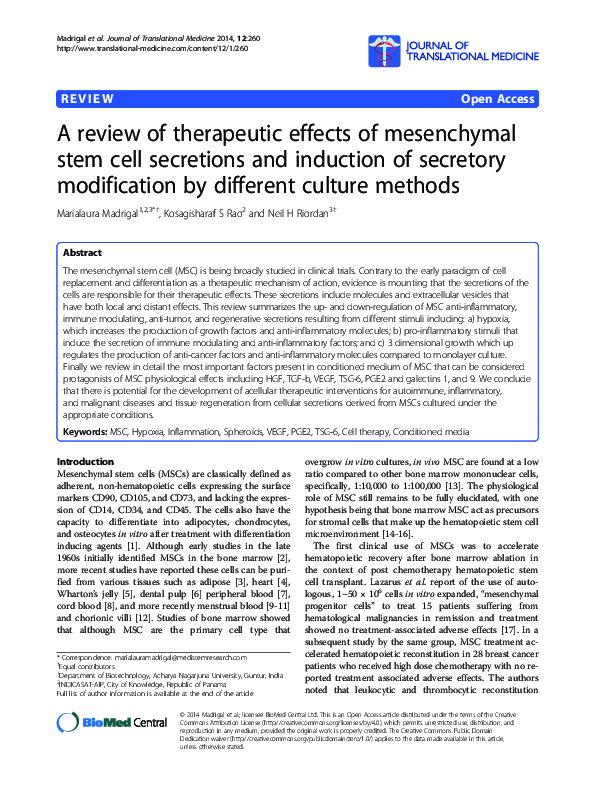 (PDF) A review of therapeutic effects of mesenchymal stem cell ...