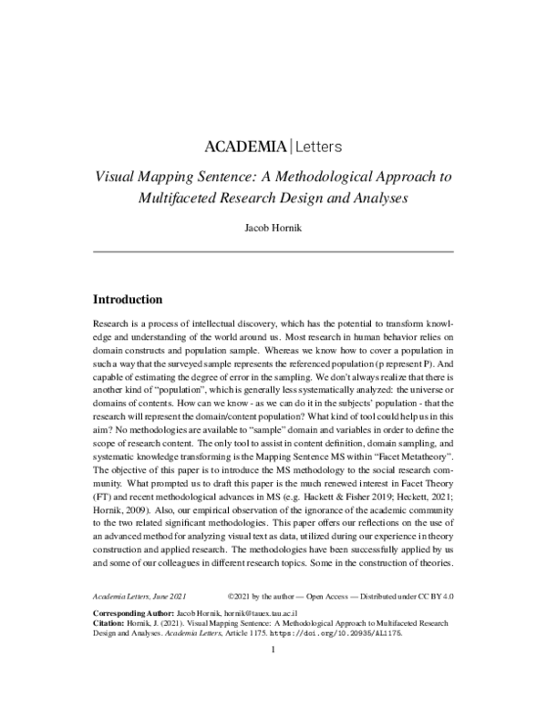Visual Mapping Sentence: A Methodological Approach to Multifaceted 