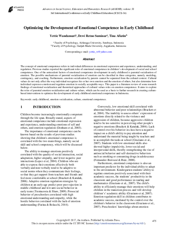 (PDF) Optimizing the Development of Emotional Competence in Early Childhood