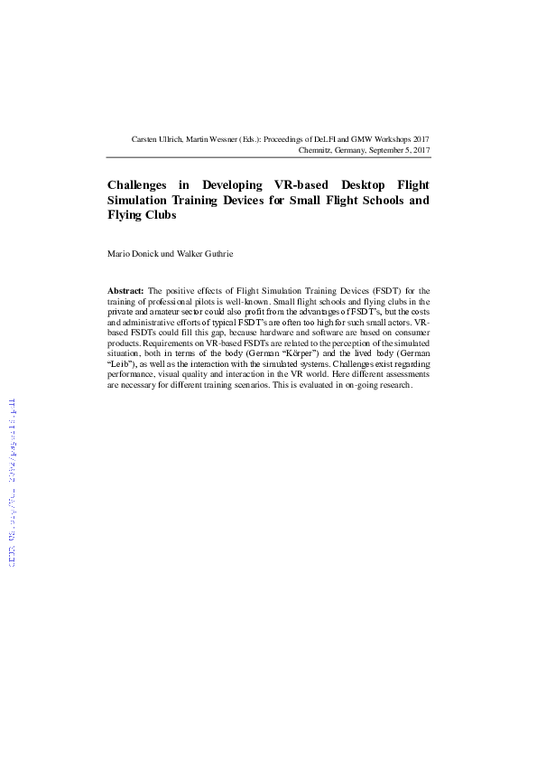 (PDF) Challenges in Developing VR-based Desktop Flight Simulation ...