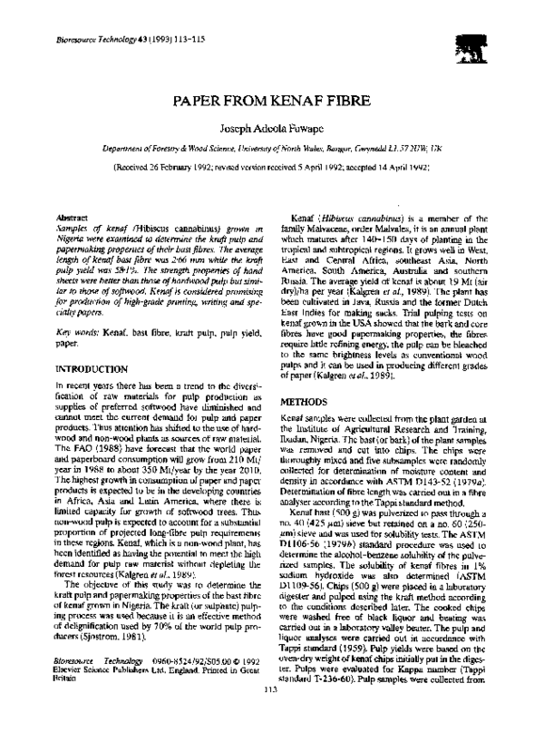 (PDF) Paper from kenaf fibre