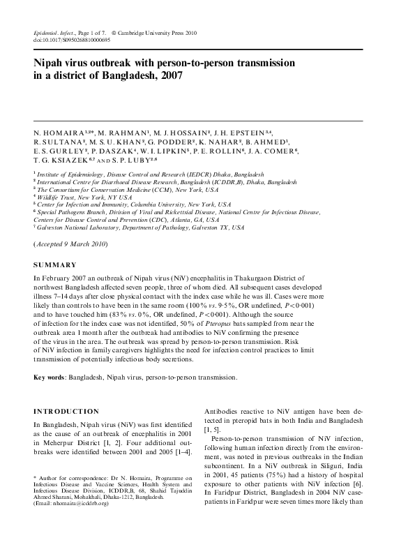 Nipah virus transmission rate picture